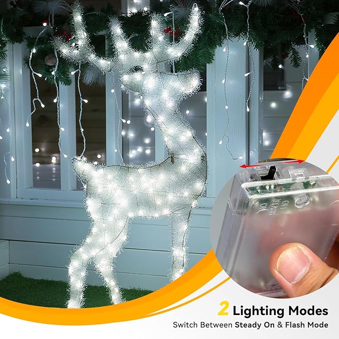 4 Pack 60LED Christmas Fairy Lights Battery Operated - 20FT Twinkle Lights with 2 Lighting Modes Indoor Outdoor, Waterproof Led Fairy String Lights for Bedroom, Classroom, Dorm, DIY Decor, Cool White