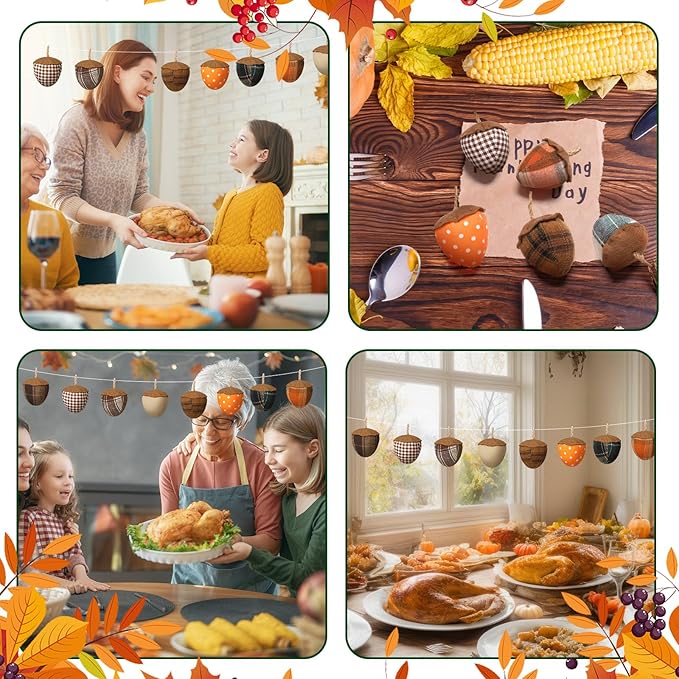 12 Pcs Fall Felt Acorn Ornaments Thanksgiving 3D Fabric Acorn Hanging Ornaments Fall 3.15 Inch Christmas Tree Felt Decorations for Tree Harvest Party Decor