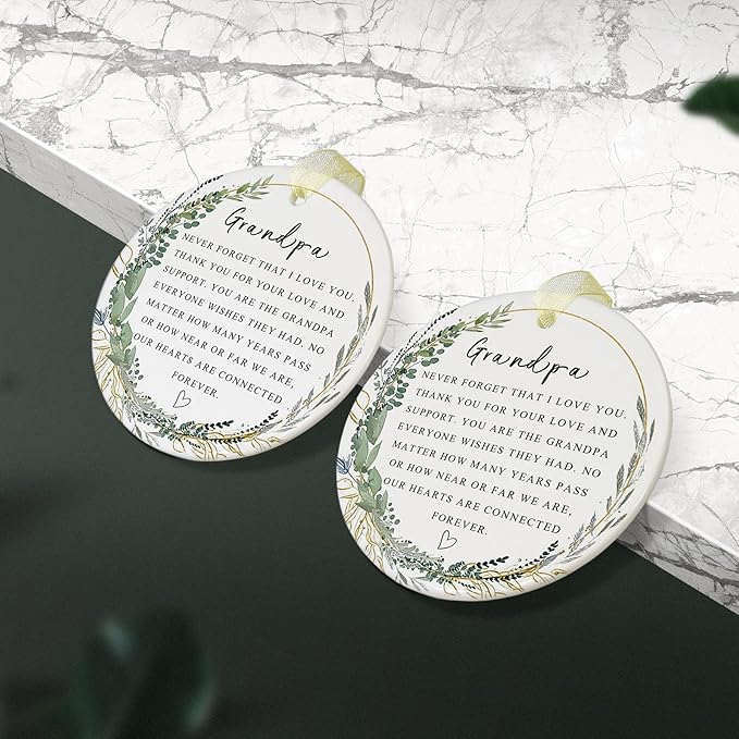 Grandpa Ornaments 2025 Grandpa Xmas Christmas Ornament Forever Ornament Best Ever Gift Double-Sided Printing Ceramic (2.9"