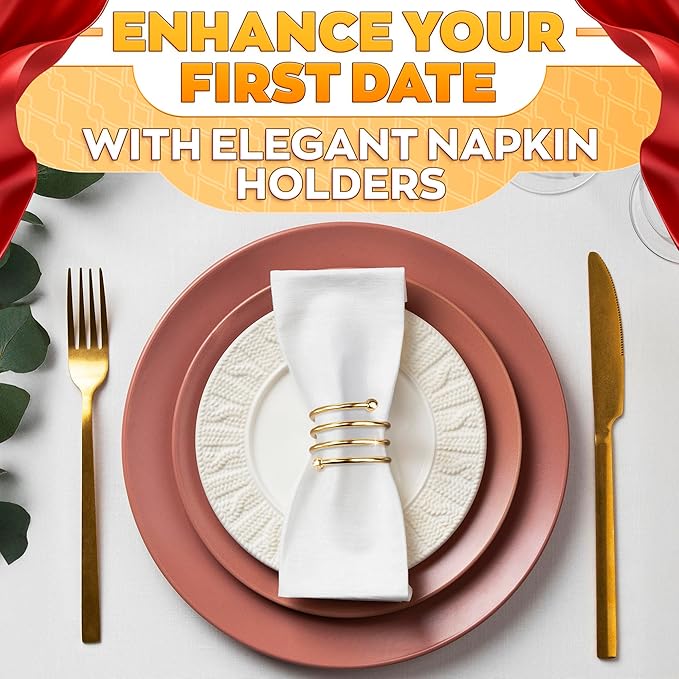 Gold Napkin Rings Set of 8 - Spring Napkin Rings with Elegant Spiral Design | Durable Metal & Shiny Gold Finish | Great for Weddings, Holidays & Everyday Use | Stylish Touch to Any Table Décor