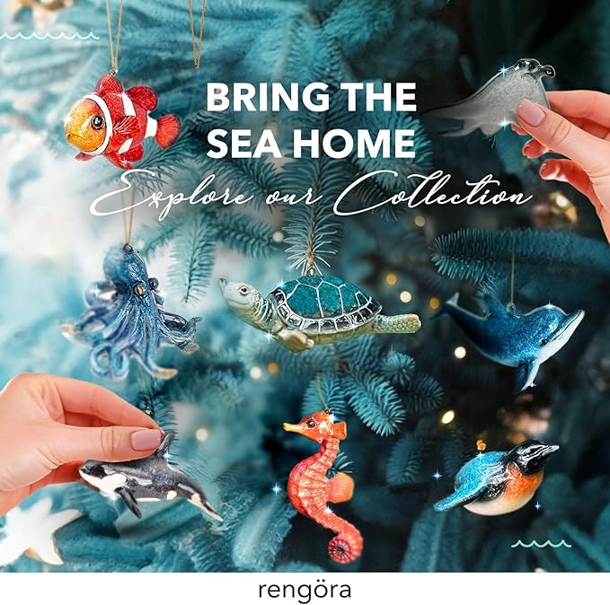 Hand-Painted Beach Christmas Ornament – Coastal Tree Decoration for Ocean Lovers – Unique Nautical Ornament for Christmas Tree or Stocking Stuffer Gift (Red Seahorse)