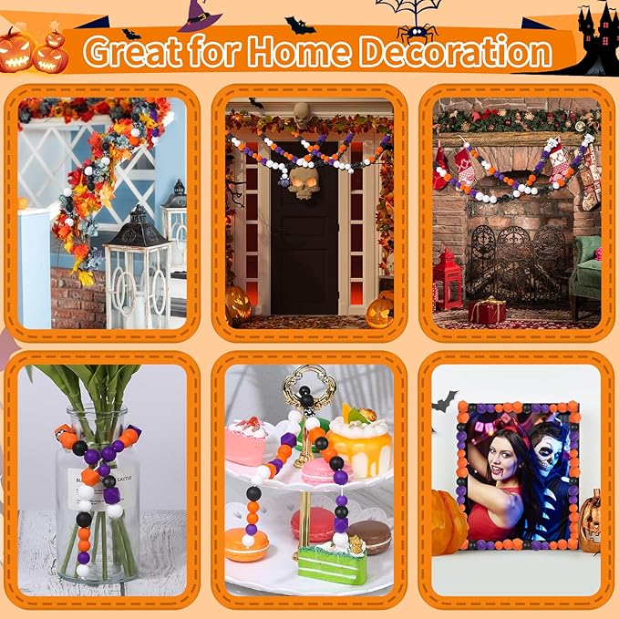 145 PCS Halloween Silicone Beads Kit - Round Loose Beads with Pumpkin Skull, Ghost, Bat & Polygonal Pastel Shapes for DIY Home Decor, Crafts & Jewelry Making