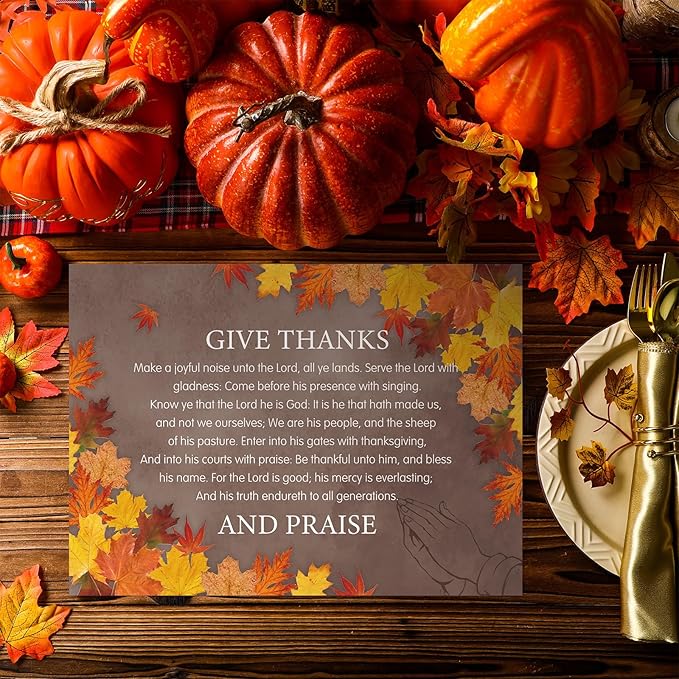 50 Pcs Fall Paper Placemats Thanksgiving Disposable Paper Placemats Autumn Table Mats Give Thanks for Holiday Party Kitchen Dining Table Decoration 16.14 x 11.81 Inches