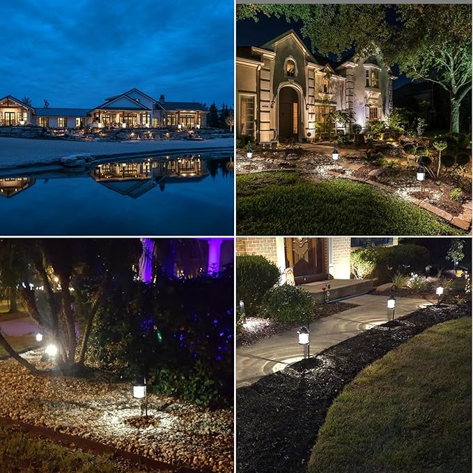 LED Pathway Lights 6 Pack, 1.1W Low Voltage Landscape Lighting Outdoor Harbor Collection 32 Lumen Dual Use Lights with Shepherd Hooks for Driveway, Yard, Garden, and Lawn