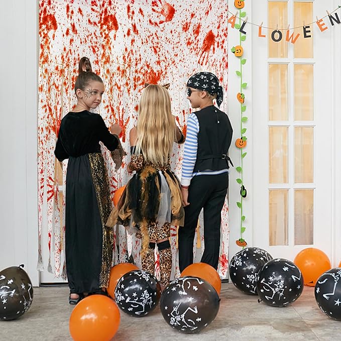 Sfcddtlg 2 Pcs Halloween Door Curtains - 85 x 59 Inch Bloody Handprint Doorway Decorations - Scary Creepy Curtain Cloth for Halloween Party Haunted House Decoration