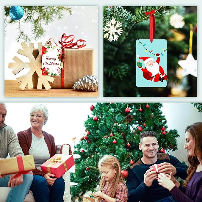 2 Pack Personalized Christmas Ornaments 2025 Wood Custom Photo Text Hanging Ornament for Christmas Tree Decorations, First Christmas Engaged/Married, New Home, Baby's First Christmas, Memorial