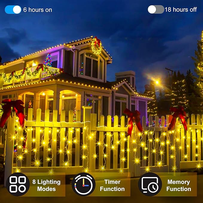 1620 LED Christmas Outdoor Lights with 360 Drops, 164ft Hanging Curtain Lights with 8 Modes Timer & Memory, Waterproof Christmas Fairy Lighs for House Roof Holiday Wedding Christmas Decor (Warm White)