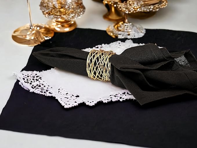 12-Piece Napkin Rings - Gold Metal Napkin Holders for Dining Table Decor, Wedding, Holiday, Party, Everyday Use - Elegant Iron Serviette Rings for Dinner Table Settings - ALPHA Living HOME
