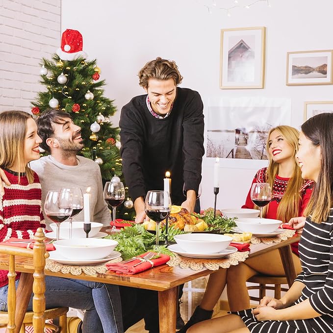 GENMOUS 13" Round Woven Placemats Set of 12, Corn Husk Natural Braided Table Place Mats, Boho Rattan Wicker Charger Plates for Home Farmhouse Wedding Thanksgiving Christmas Spring Holiday