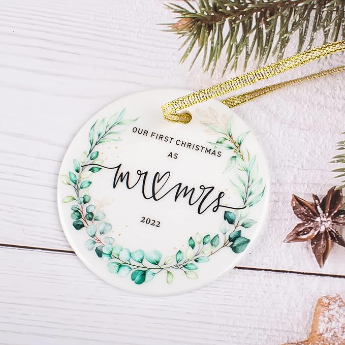 2022 Our First Christmas Married Ornaments, First Christmas as Mr. and Mrs. Ornament, Wedding Bridal Shower Gift, Newlywed Gifts for Couples, Our 1st Christmas Tree Decoration, Christmas Keepsake