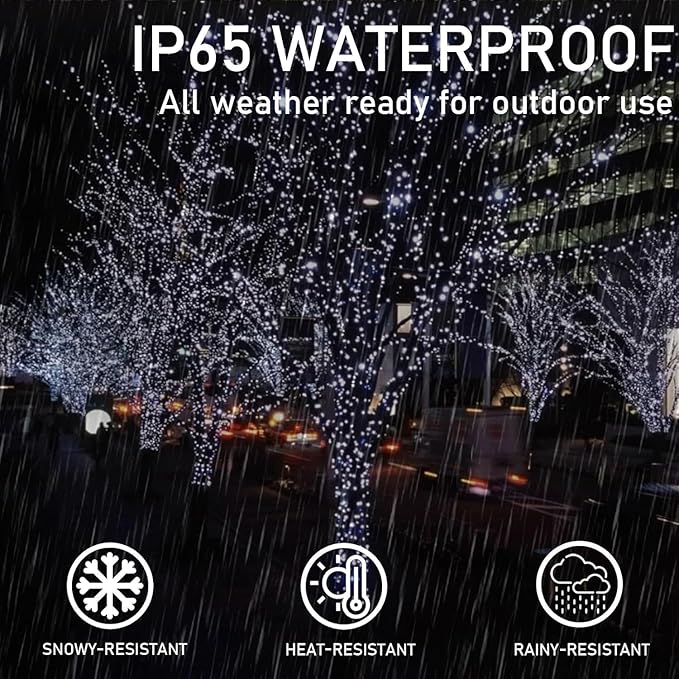 Solar String Lights Outdoor Waterproof 4PK 400LED 132FT Twinkle Lights Auto On/Off Solar Powered LED Fairy Light Green Wire with 8 Modes for Christmas Tree Party Wedding Garden Decoration (Cool White)