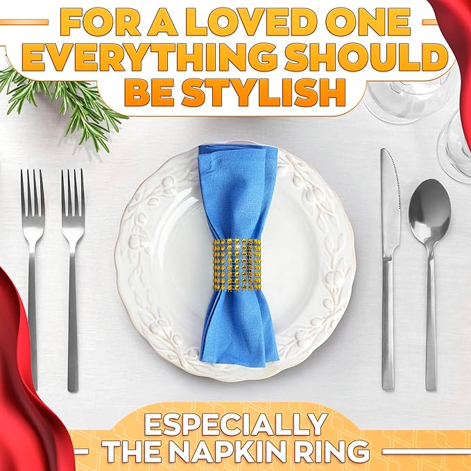 Gold Napkin Rings Set of 100 – Rhinestone Napkin Ring Holders for Weddings, Spring Events, and Table Decorations | Durable, Reusable, and Versatile for Parties, DIY Projects