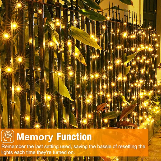 66FT 200 LED Christmas Lights Outdoor, Warm White String Lights for Outside with 8 Modes Waterproof, Connectable Twinkle Tree Light Green Wire for Indoor Patio Wedding Party Decorations