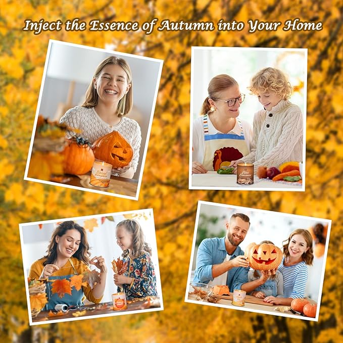 Autumn Wreath Fall Candles for Home Scented Natural Soy Wax Non Toxic Birthday Candles Scented Candle 40 Hours Bruning 9oz Aromatherapy Candle Gifts for Women Halloween Birthday Thanksgiving