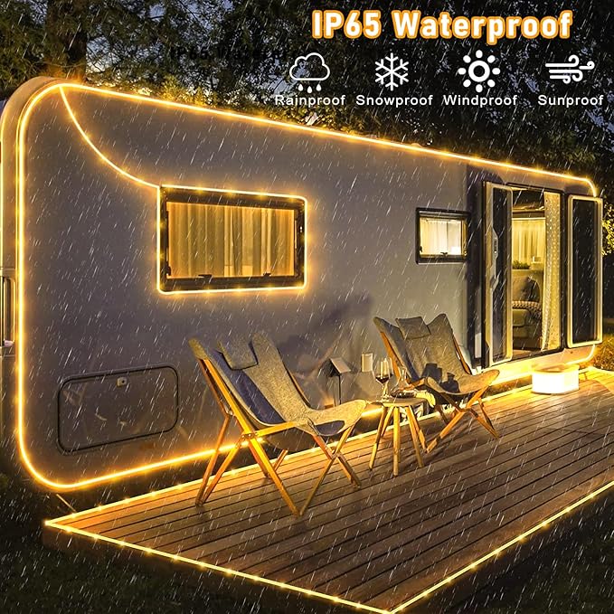 100FT 300 LED Rope Lights Outdoor, Connectable and Flexible Tube Lights with 8 Modes, Waterproof Rope Lighting Indoor for Deck, Garden, Fence, Backyard, Pool, Patio, Tree Decorations - Warm White