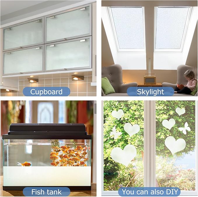 HIDBEA Frosted Window Privacy Film - Non Adhesive Static Cling Glass Stickers Sun UV Blocking Heat Control Door Covering Decals for Home Office, 35.4 x 157.5 Inch