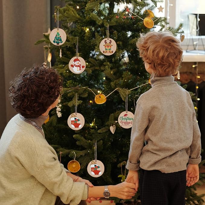 FUMILE Unfinished Natural Wood Slices 5.1-5.5 Inch, 10 PCS Round Wooden Discs with Tree Bark, Wood Slices for Centerpieces for Handmade Crafts, Wood Circles for Rustic Wedding Decoration