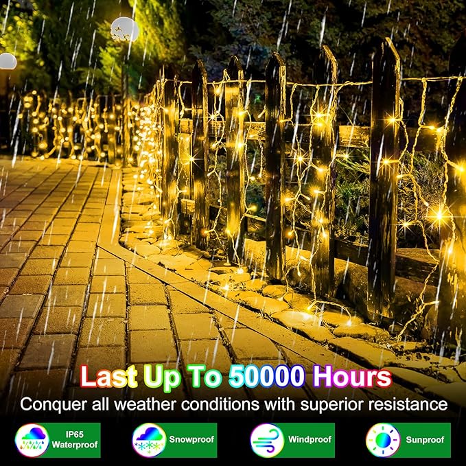 1620 LED Christma Lights with 360 Drops, 164ft Outdoor Hanging lights with 8 Modes & Timer Memory, Outsite Waterproof Curtain String Lights for Front House Fence Tree Holiday Decorations (Warm White)