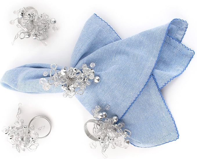 Silver Napkin Rings Set of 12 - Elegant Napkin Rings Sturdy Metal Design | Easy to Clean, Durable & Versatile for Table Settings, Special Occasion & Gift Giving Ideas - ALPHA Living HOME