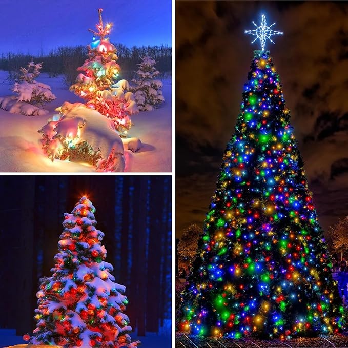 Upgrade Solar String Lights for Outside 4 Pack Total 132FT 400LED String Lights Outdoor with 8 Modes, IP65 Waterproof Outdoor Solar Twinkle Lights, Garden Tree Party Christmas Decorations, Multicolor