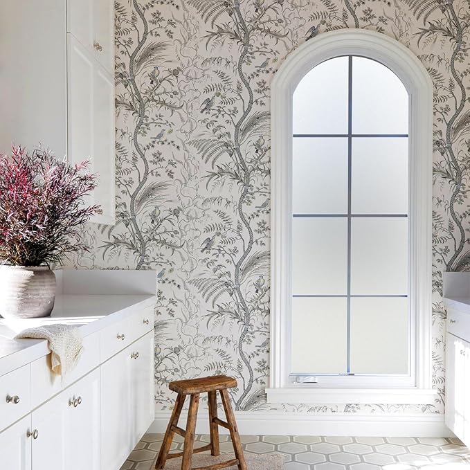 DOWELL Window Privacy Film, Frosted Glass Window Film, Static Cling Non-Adhesive Glass Clings, Sun Blocking Opaque Door Coverings, Reusable Door Sticker for Bathroom Home Office, White, 23.6" x 78.7"