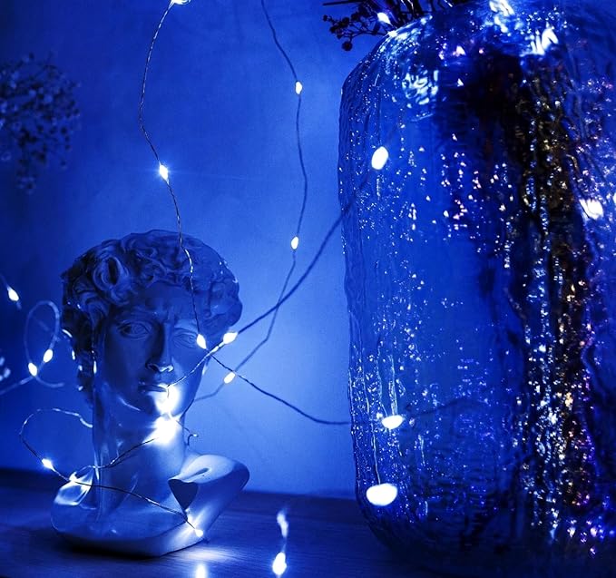 3 Pack Fairy Lights Battery Operated with Remote Control Timer, 26 FT 80 LED String Lights Outdoor Indoor Decoration, 8 Modes Twinkle Lights for Christmas Party Wedding Birthday Bedroom Décor (Blue)