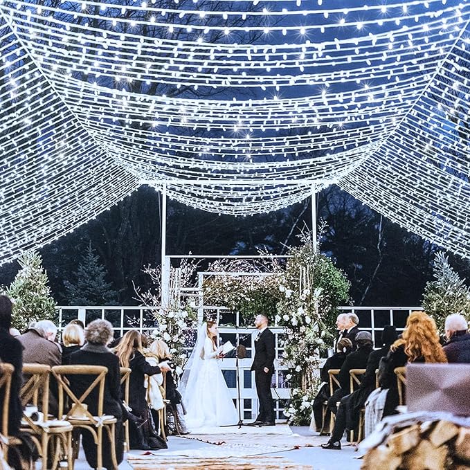 132FT 400 LED White String Lights Indoor Bedroom, 8 Modes White Christmas Lights Outdoor Clear Wire, Plug in Twinkle Fairy Lights for Bedroom Wedding Tree Christmas Decorations