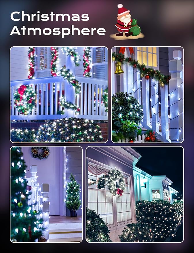 Brightown Solar Operated C6 Strawberry String Lights, 39ft 100 LEDs White LED Christmas Fairy Lights, Solar Christmas Light Outdoor, Christmas Decorations for Christma Tree, Garden Decor