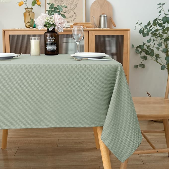 Biscaynebay Square Tablecloth 90x90 Inch-Sage Card Fabric Table Cover-Small Folding Table Cloths Linen Water Resistant Washable for Kitchen Dining Picnic Patio Outdoor Party Restaurant Tables