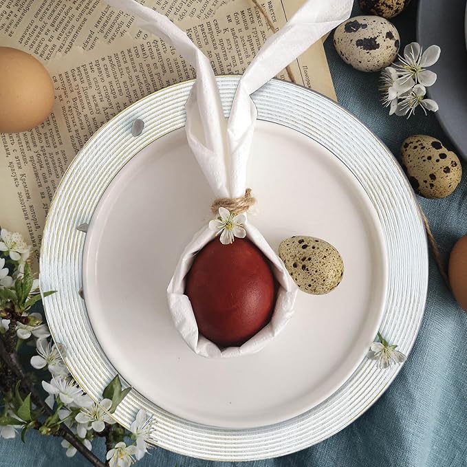 13" Round Charger Plates, 6 pack Ring Pattern Plastic Chargers for Dinner Plates, Vintage Charger Plate Set Bulk Wedding, White