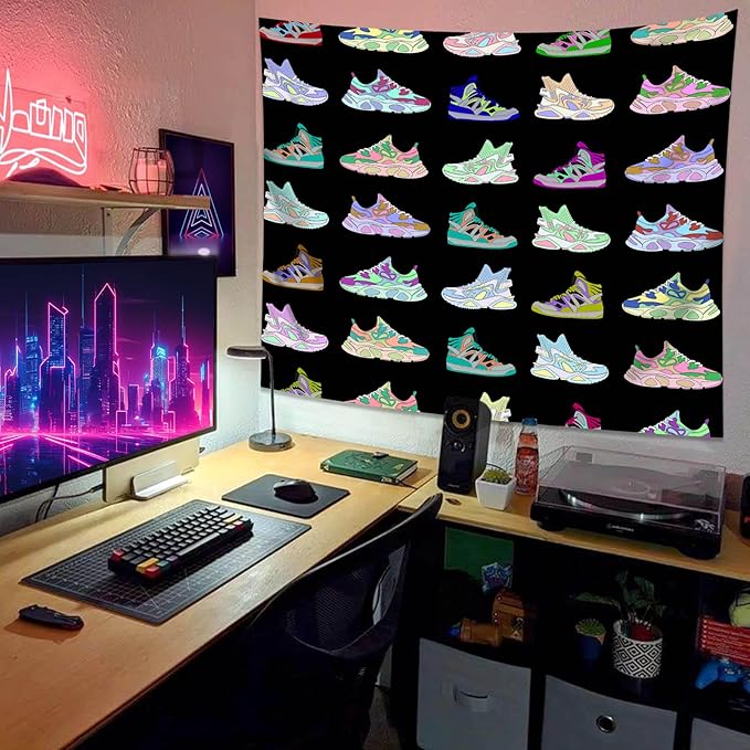dueeia Sneaker Tapestry Wall Hanging Basketball Shoes Sports tapestries for Teen Boys Mens Bedroom Aesthetic Living Room Dorm Wall Decor (28.7"x37.4")