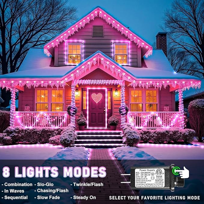 100FT 300 LED Rope Lights Outdoor, Connectable and Flexible Tube Lights with 8 Modes, Waterproof Rope Lighting Indoor for Deck, Garden, Backyard, Pool, Patio, Pool, Camping Decorations - Pink