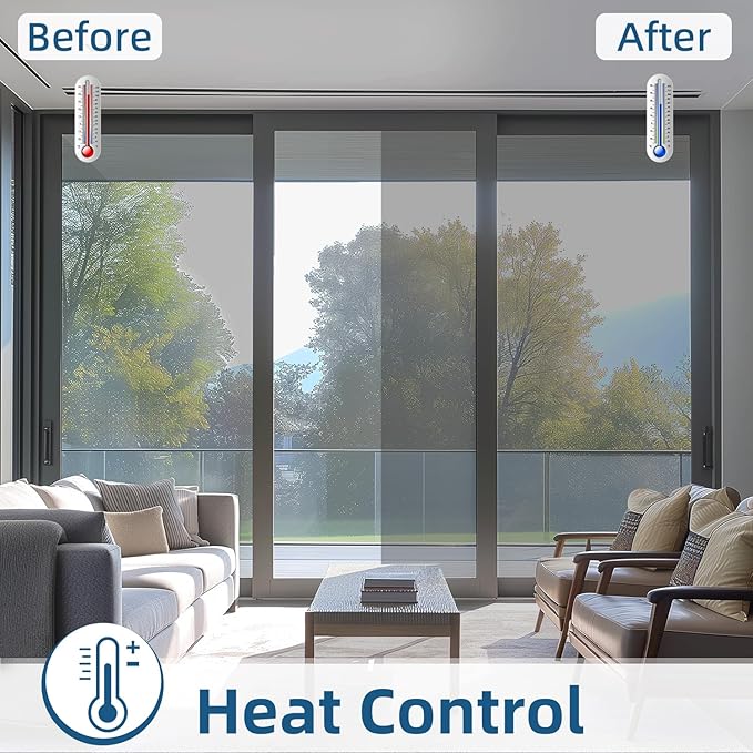 DUOFIRE One Way Window Film Privacy See Out Not in Heat Blocker Tint Reflective Mirror Tinting Film for Home Static Cling Anti-UV Sun Blocking Window Covering(Dark Silver, 11.8x78.7in)