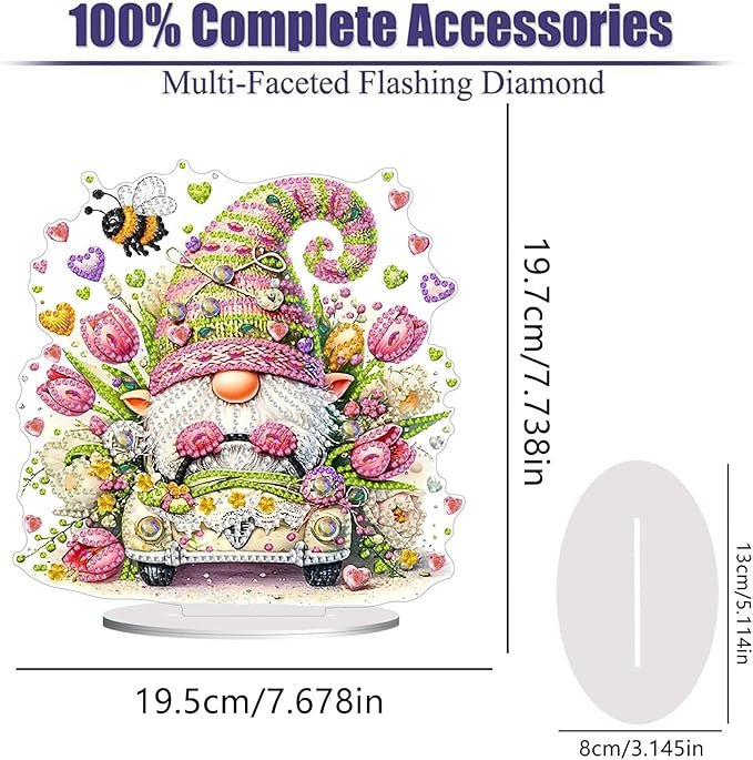 Diamond Painting Kits for Adults Beginners, 5D Full Drill Dwarf Crystal Art Desktop Ornament, DIY Single Sided Home Office Desk Decor, Creative Craft Gift Set with Tools