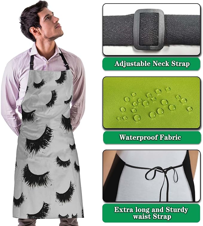 Kitchen Aprons for Women False Eyelashes Art Sketch Chef Apron for Women for Cooking Restaurant BBQ Painting Crafting Gardening 27” (W) x 31” (H), Waterproof Aprons
