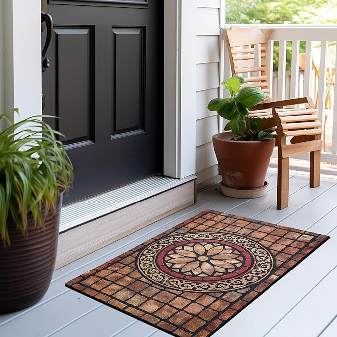 CHICHIC Rectangle Entrance Door Mat Large 18 x 30 Inch High Traffic Area Entry Way Doormat Front Door Rugs Outdoors Heavy Duty Welcome Mat, Non Slip Rubber Back Low Profile for Garage