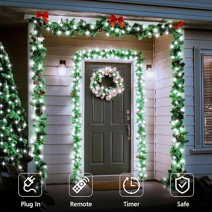 2 Pack Fairy String Lights Plug in, 33Ft Green Wire 100 Micro Starry LED Outdoor String Lights with 8 Modes Timer IP68 Waterproof Twinkle Lights for Bedroom Garden Christmas Home Decor (Cool White)