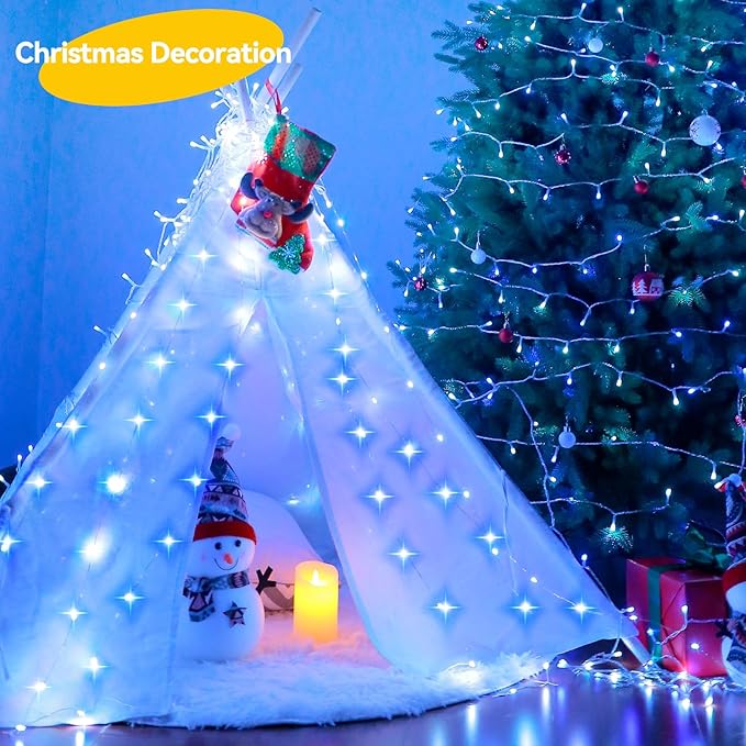 4 Pack 60LED Christmas Fairy Lights Battery Operated - 20FT Twinkle Lights with 2 Lighting Modes Indoor Outdoor, Waterproof Led Fairy String Lights for Bedroom, Classroom, Dorm, DIY Decor, Blue
