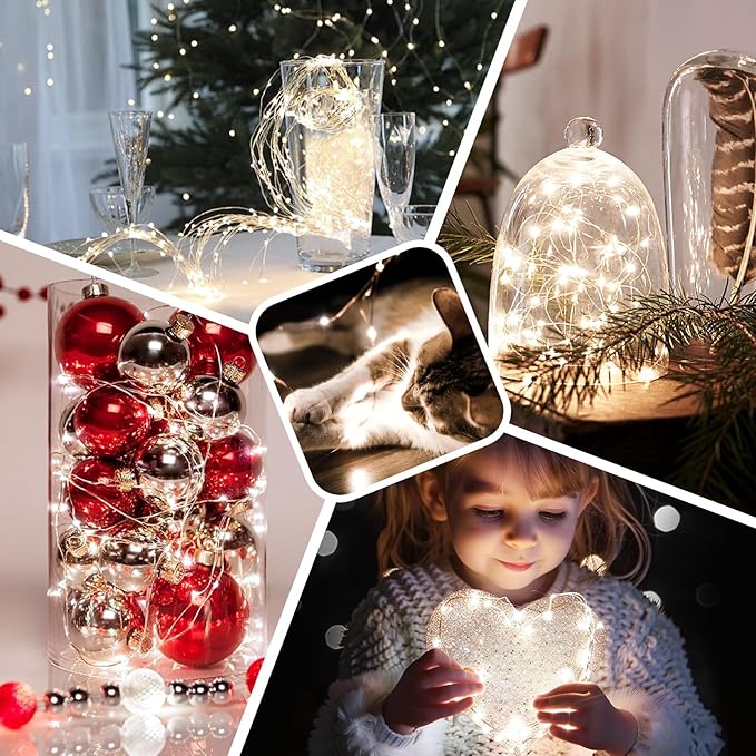 2 Pack 100 LED Fairy Lights Battery Operated with Timer & Remote, 33FT Waterproof Twinkle Lights Indoor Outdoor, Fairy String lights for Bedroom Classroom DIY Wedding Christmas Decorations, Cool White