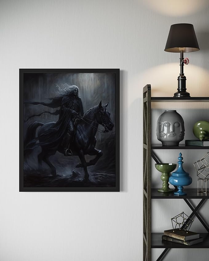 Black Dark Knight Poster Art Print, Halloween Scary Vintage Wall Art Academia Spooky Painting Decoration for Horror Prints, Gothic Posters Bedroom Decor 89 (Black Dark Knight, 11 x 14 inches, Unframed)