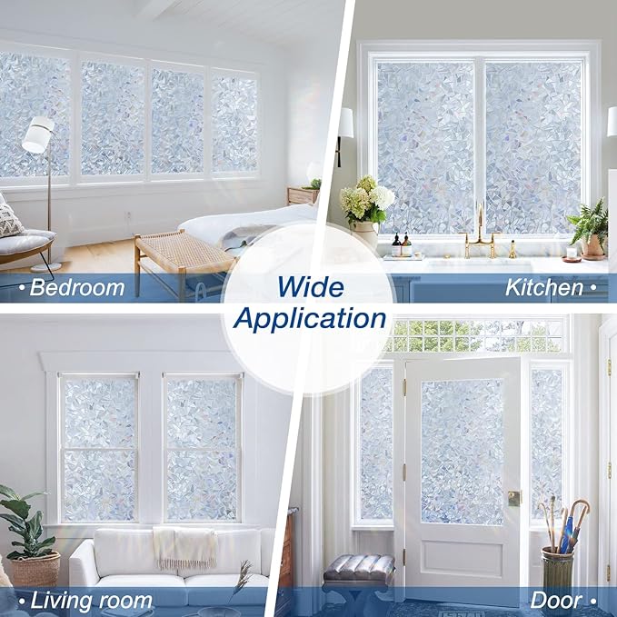 DOWELL One Way Window Film Daytime Privacy, Static Cling Window Tinting Film for Home, Decorative Stained Glass Stickers Heat Control Door Decal Clings, Grayish Silver, 17.5x118.1 inches