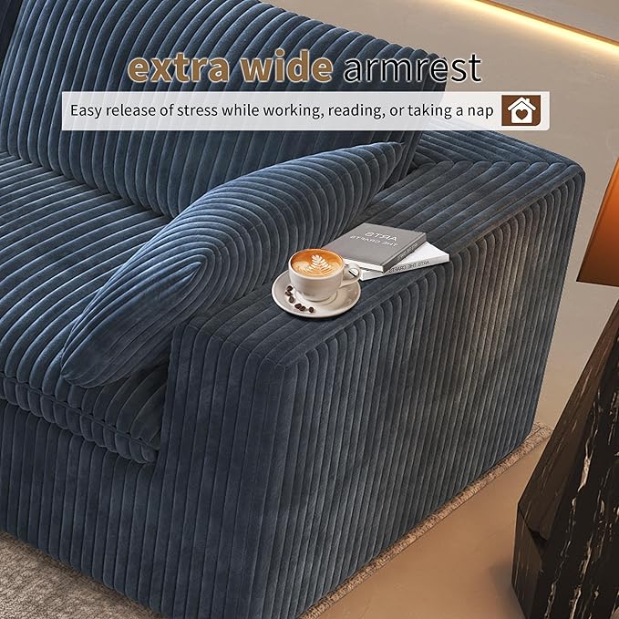 78.74" LoveSeat Cloud Sofa,Modular Sectional Couch,Modern Deep Seat Upholstered Couches with Plush Corduroy Fabric for Living Room Furniture,Bedroom and Apartment,No Assembly Required,Blue