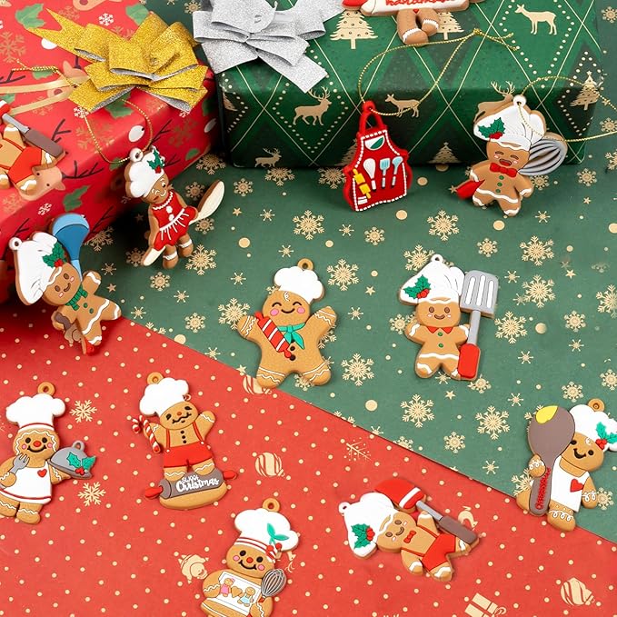 12pcs Gingerbread Christmas Decoration for Tree - Cooking Gingerbread Man Ornaments Christmas Hanging Decor for Xmas Tree Home Kitchen Decor Party Supplies