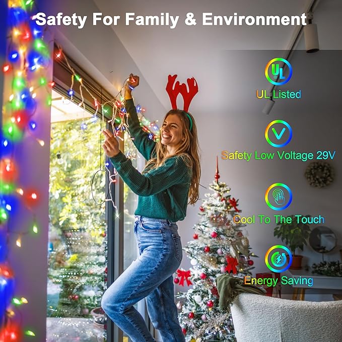 132FT 1332 LED Outdoor Christmas Lights - 296 Ice Drops, 12 Pro Modes with Timer Memory & Brightness, Waterproof Hanging Ice String Light for Holiday Wedding Garden Fence House Decor (Multicolor)