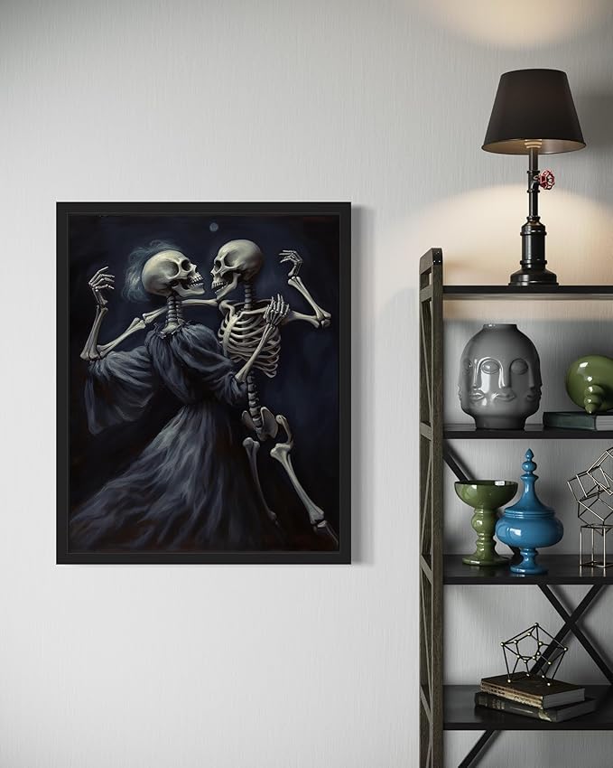 Dancing Skeleton Poster Art Print, Halloween Scary Vintage Wall Art Academia Spooky Painting Decoration for Horror Prints, Gothic Posters Bedroom Decor 89 (Dancing Skeleton, 8 x 10 inches, Unframed)