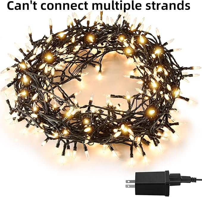 300 LED Warm White Christmas Lights Outdoor Indoor,100ft LED String Light,Green Wire Christmas String Lights Waterproof for Patio Garden Home Decors