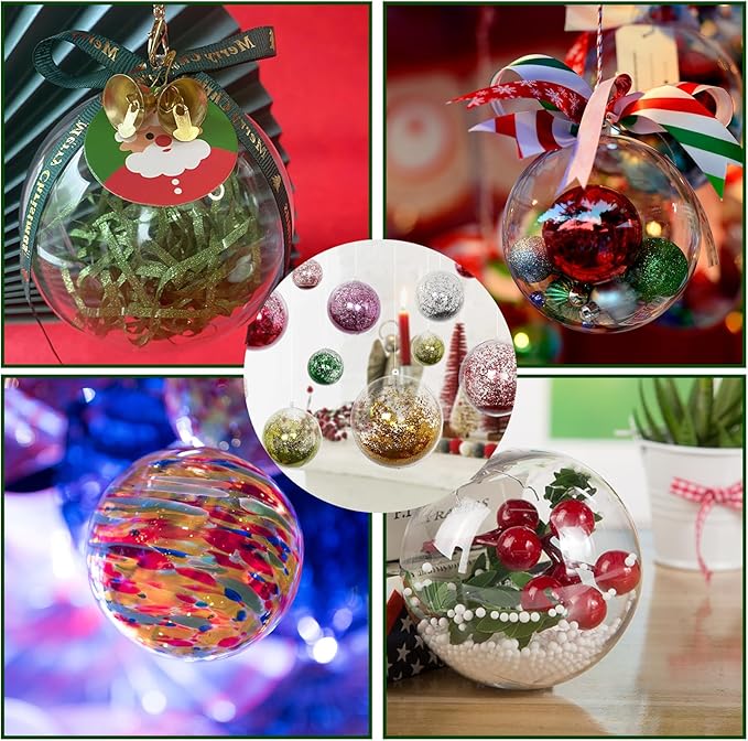 20PCS Christmas Ornaments,8CM Clear Plastic Ornaments Balls,Clear Christmas Ornaments for Crafts,Acrylic Fillable Christmas Tree Ornament Balls for DIY,Wedding,Party and Valentine's Day(L-8CM)
