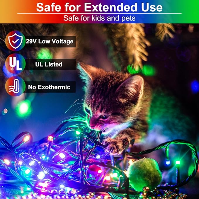 100FT 300 LED Christmas Lights Outdoor, Multicolor Christmas String Lights with 8 Modes Waterproof, Green Wire Twinkle Tree Light for Indoor Home Garden Patio Xmas Party Decorations