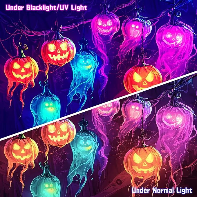AOHMPT Glow-in-the-Dark Halloween Tapestry - UV Reactive Black Light Wall Hanging Decor for Spooky Parties, Bedroom, Living Room (Jack-o'-lantern, 59" L x 51" W, Unframed)