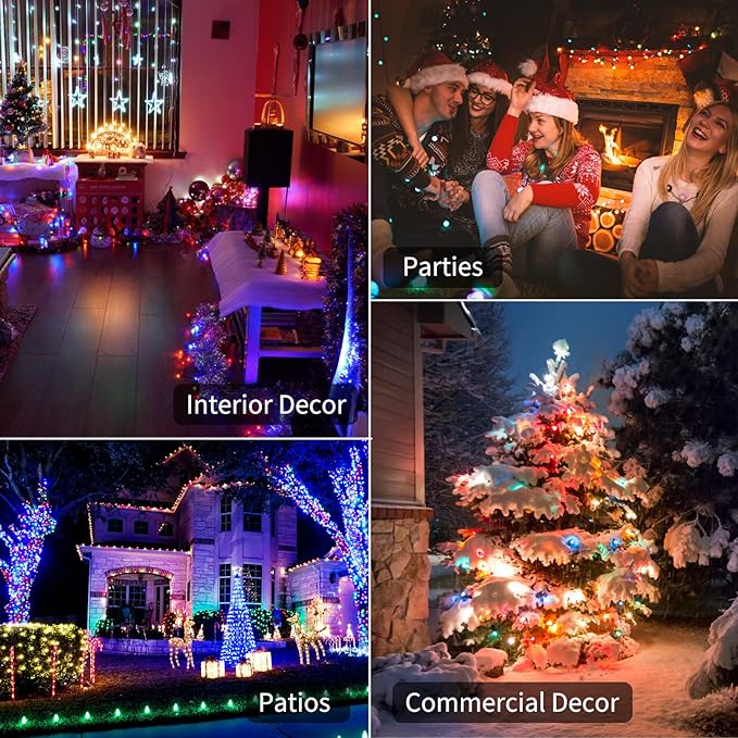 Battery Operated Christmas Lights 2 Pack 18 Feet 50 LED Clear Mini String Lights with 8 Modes Waterproof Tree Lights for Xmas Outdoor Indoor Holiday Party Garden Decor, Multicolor